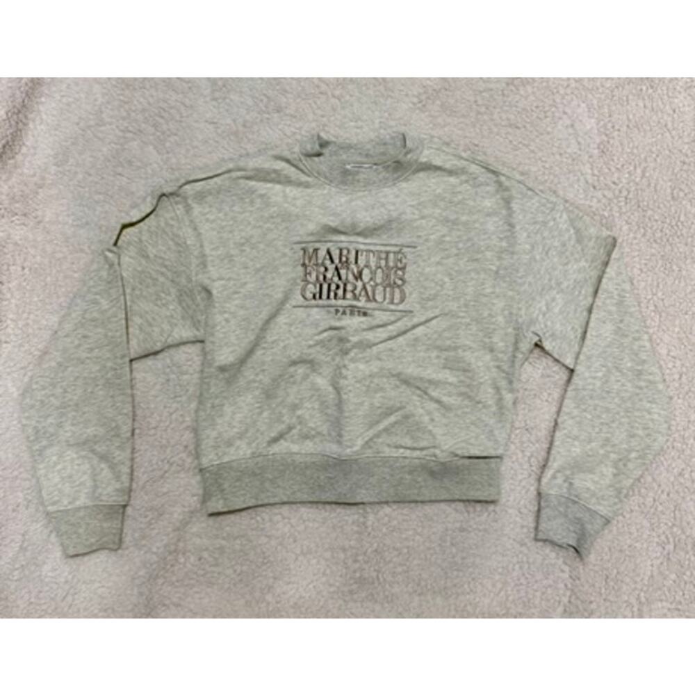 Marithe Francois Girbaud Embroidered Sweatshirt Women's S Beige Cropped NWT Y2K - Picture 12 of 15